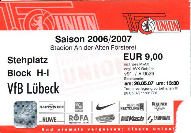 VfB Lübeck Programm 2006/07 Union Berlin 