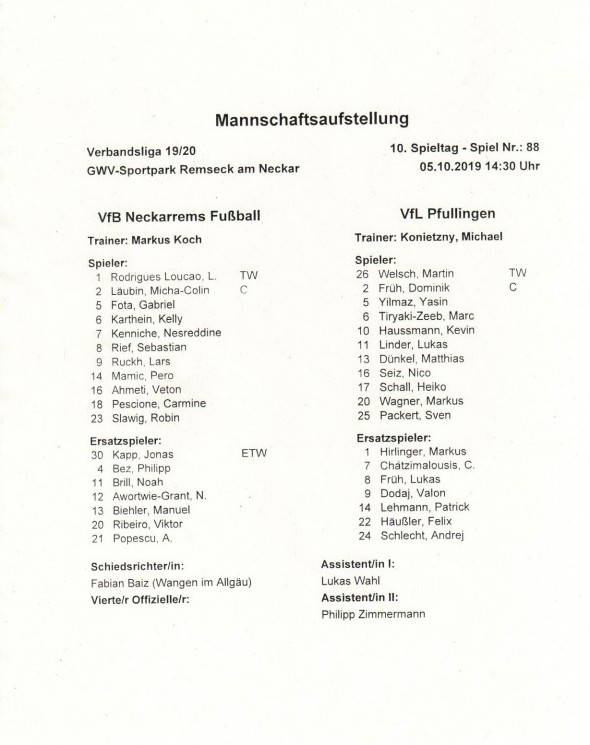 191005_Auftsellung_Neckarrems_Pfullingen_Verbandsliga